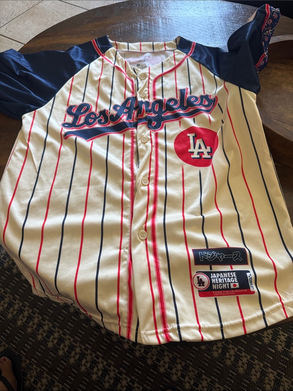 Los Angeles Dodgers Women's Heritage Night Baseball Jersey - Cream/Navy/Red